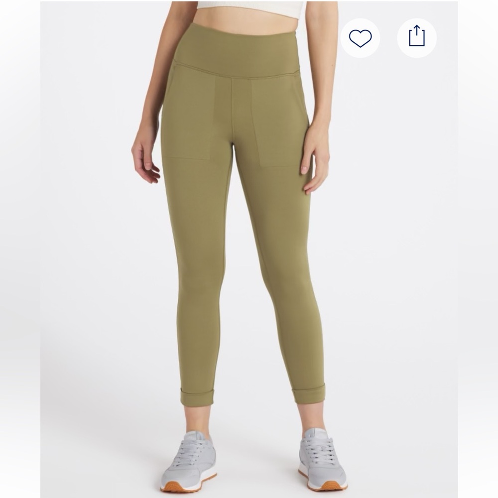 SOUL & SKY High Waisted Slim Straight Olive Legging with Cuff - Size M